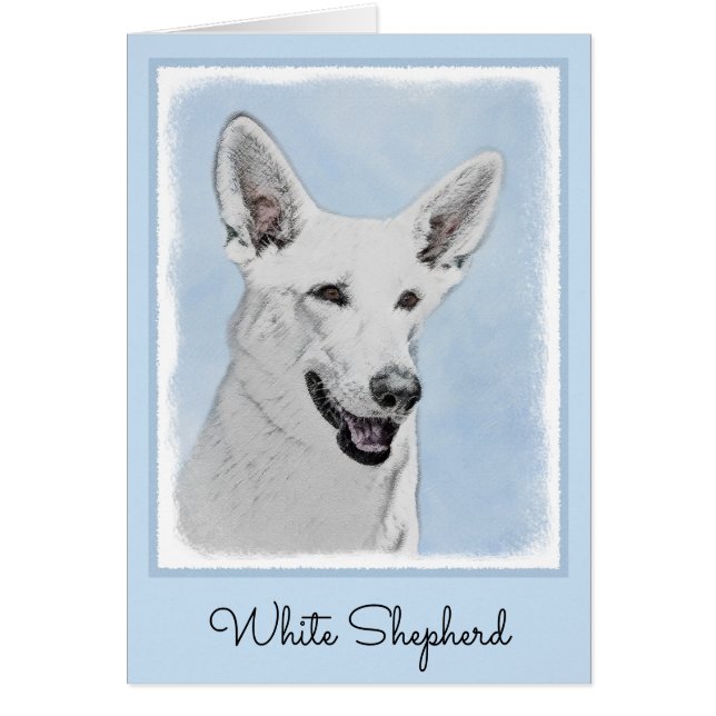 Vitfärgsfärg - Cute Original Hund Art Hälsningskort (Framsidan)