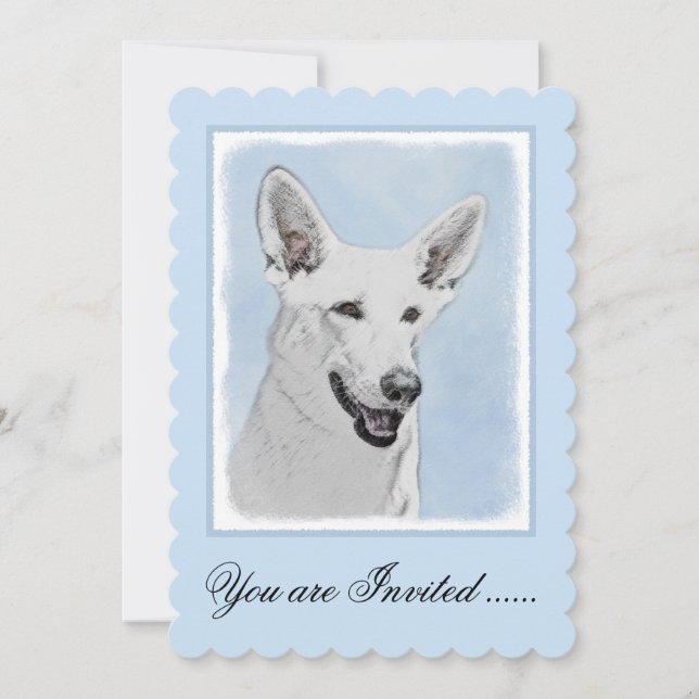 Vitfärgsfärg - Cute Original Hund Art Inbjudningar (Framsida)