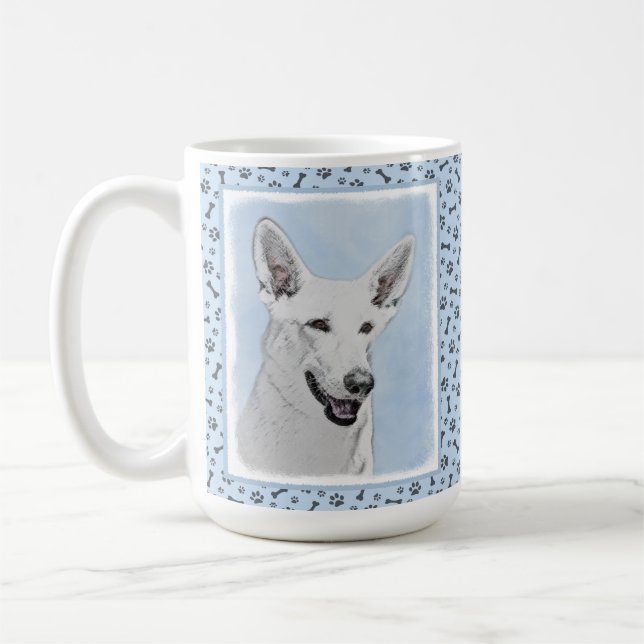 Vitfärgsfärg - Cute Original Hund Art Kaffemugg (Vänster)
