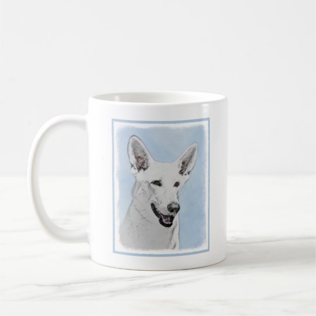 Vitfärgsfärg - Cute Original Hund Art Kaffemugg (Vänster)