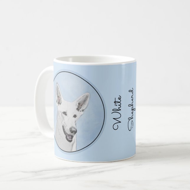 Vitfärgsfärg - Cute Original Hund Art Kaffemugg (Framsida vänster)