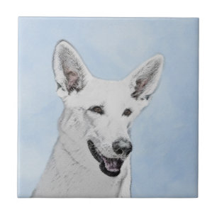 Vitfärgsfärg - Cute Original Hund Art Kakelplatta