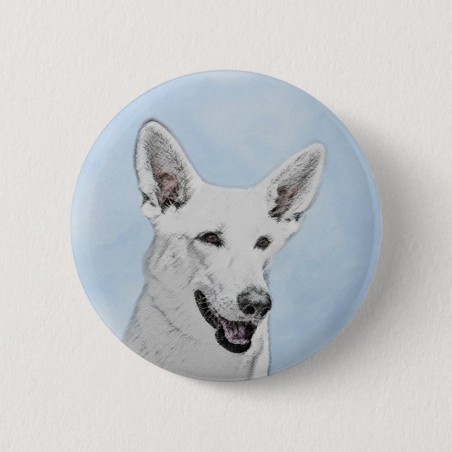 Vitfärgsfärg - Cute Original Hund Art Knapp (Framsida)