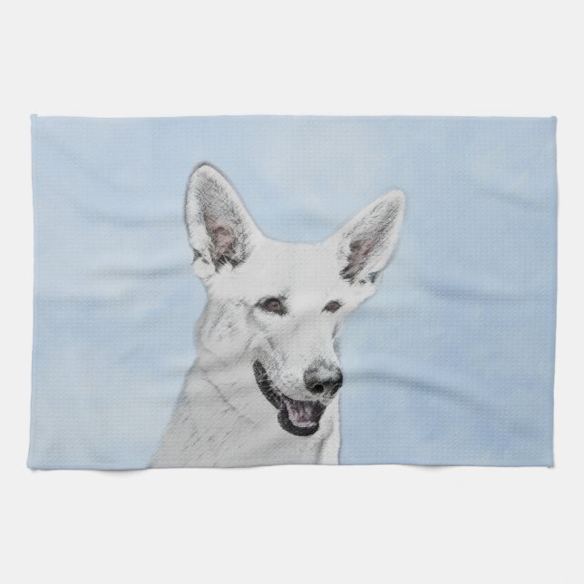 Vitfärgsfärg - Cute Original Hund Art Kökshandduk (Horisontell)