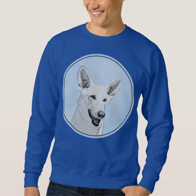 Vitfärgsfärg - Cute Original Hund Art Lång Ärmad Tröja (Framsida)