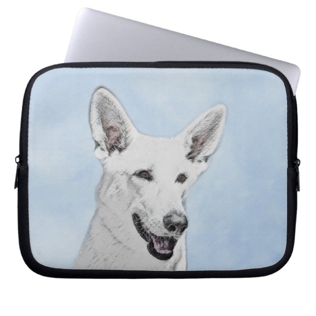 Vitfärgsfärg - Cute Original Hund Art Laptop Fodral (Framsidan)