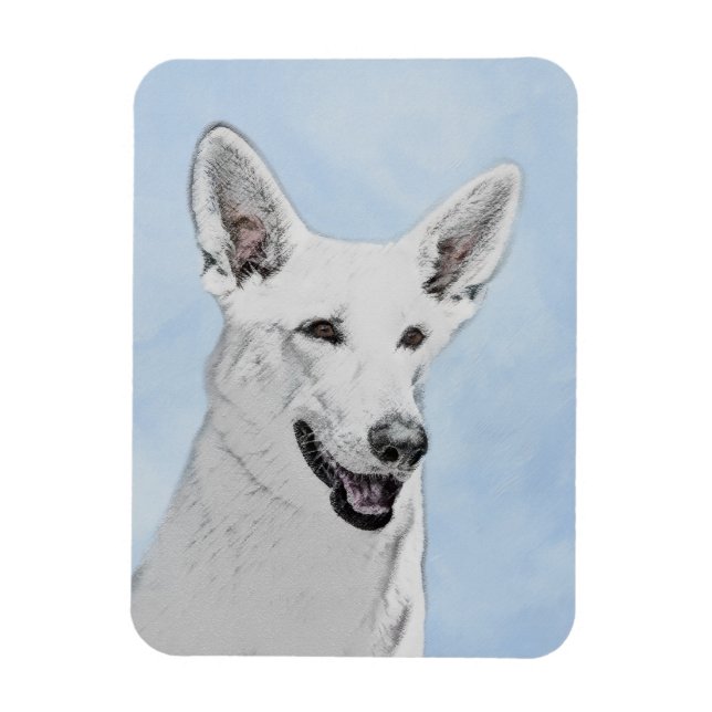 Vitfärgsfärg - Cute Original Hund Art Magnet (Vertikal)