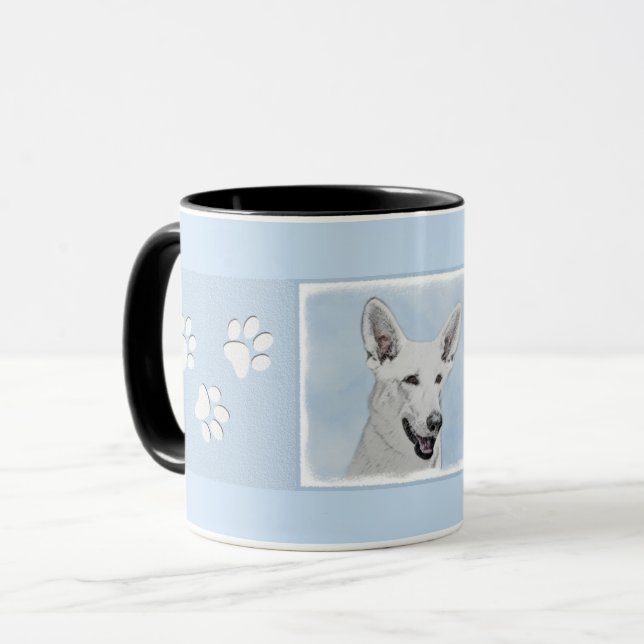 Vitfärgsfärg - Cute Original Hund Art Mugg (Framsida vänster)