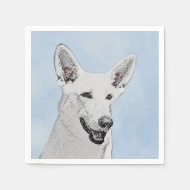 Vitfärgsfärg - Cute Original Hund Art Pappersservett (Framsidan)
