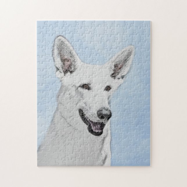 Vitfärgsfärg - Cute Original Hund Art Pussel (Vertikal)