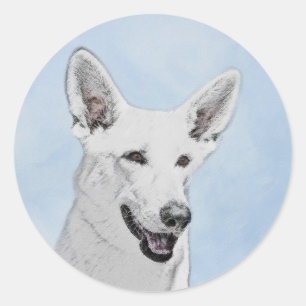 Vitfärgsfärg - Cute Original Hund Art Runt Klistermärke