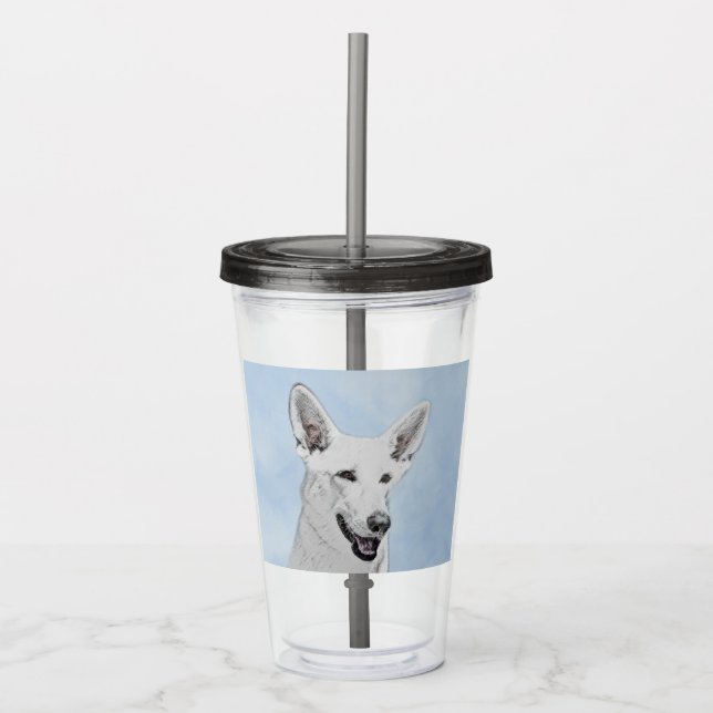 Vitfärgsfärg - Cute Original Hund Art Take Away Mugg (Framsida)