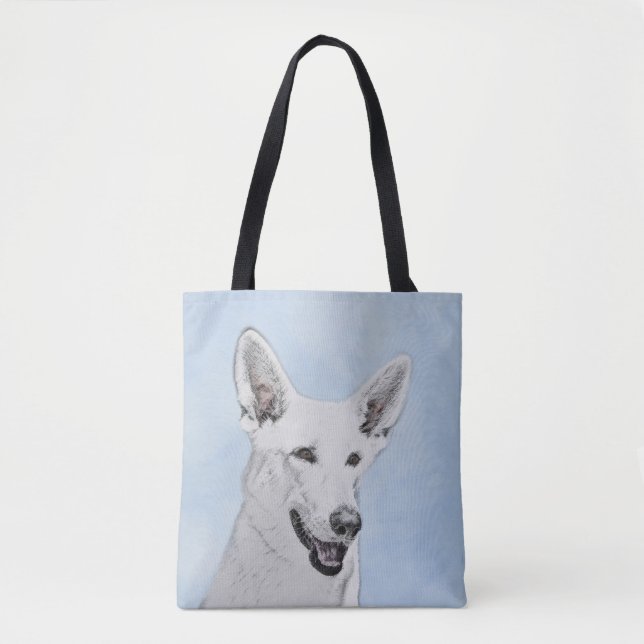 Vitfärgsfärg - Cute Original Hund Art Tygkasse (Framsida)