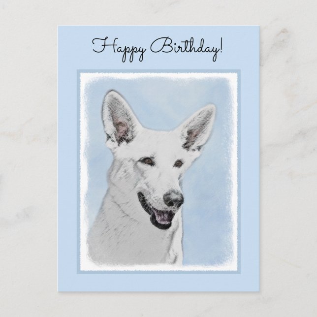 Vitfärgsfärg - Cute Original Hund Art Vykort (Framsida)
