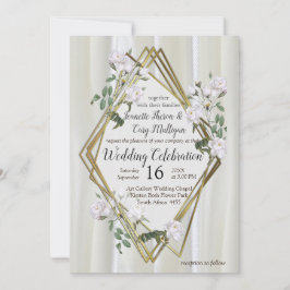 Vitfärgsfärg Ro målad på Champagne Silke Inbjudningar