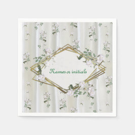 Vitfärgsfärg Ro målad på Champagne Silke Pappersservett