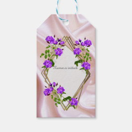 Vitfärgsfärg Ro målad på Champagne Silke Presentetikett