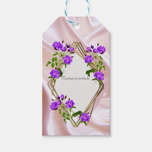 Vitfärgsfärg Ro målad på Champagne Silke Presentetikett (Framsidan)