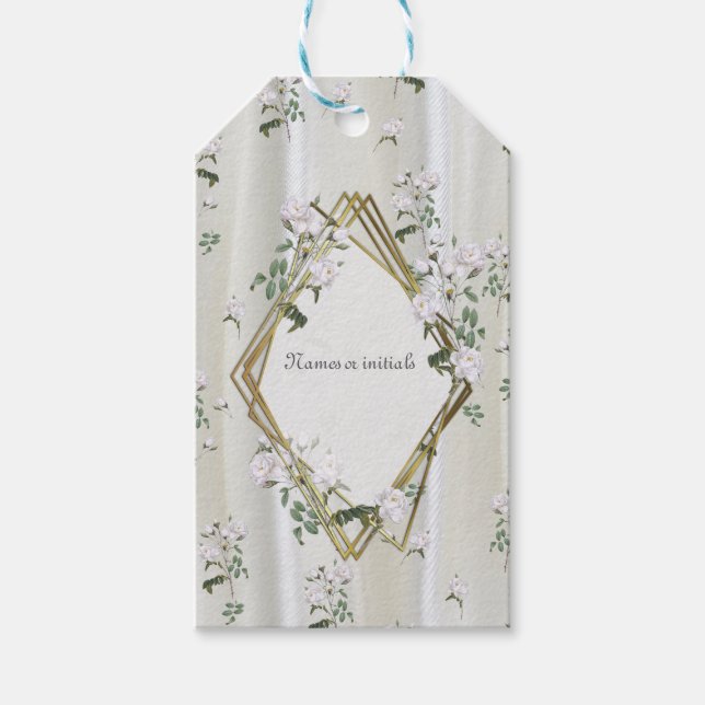 Vitfärgsfärg Ro målad på Champagne Silke Presentetikett (Framsidan)