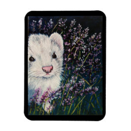 Vitfärja och lavender-blommor magnet