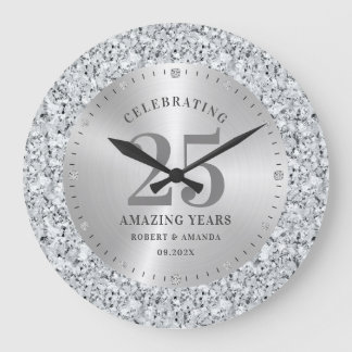 Vitfaux diamanter 25-årsdag stor klocka
