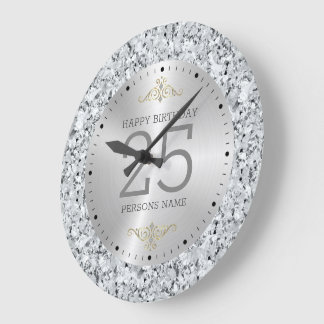 Vitfaux diamanter 25-årsdag stor klocka