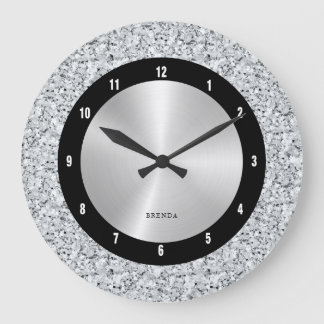 Vitfaux diamonds mönster stor klocka