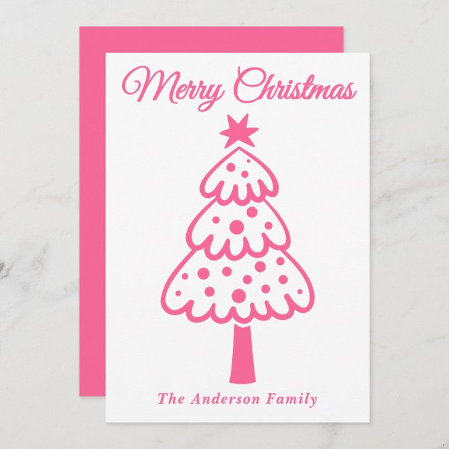 Vitfisk Rosa Hand plockade Julgran Julkort (Fram/baksida)
