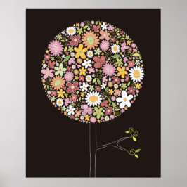 Vitfisk Rosa Vår blommor Pop Träd Nursery Art Poster