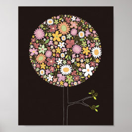 Vitfisk Rosa Vår blommor Pop Träd Nursery Art Poster