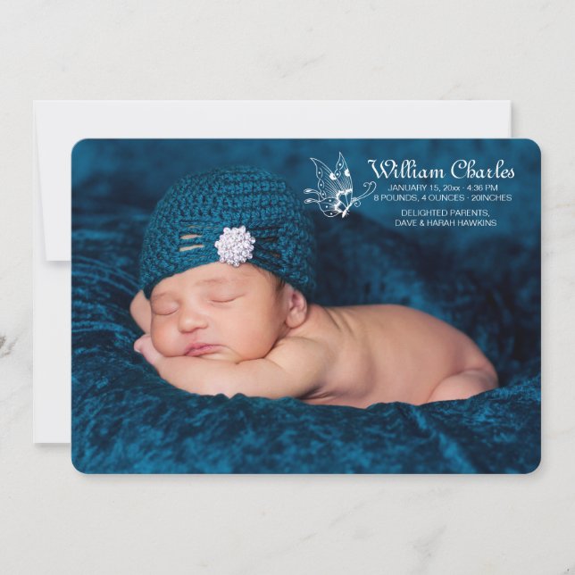 Vitfjärilsmussla - födelsemeddelande meddelande (Framsida)