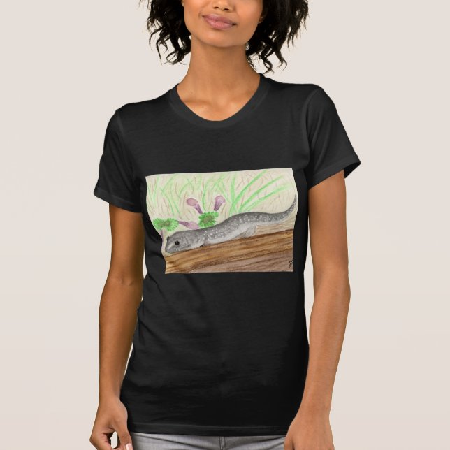Vitfläckad Grått Salamander T Shirt (Framsida)