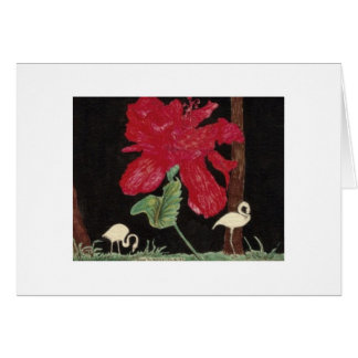 vitflamingo och hibiskus hälsningskort