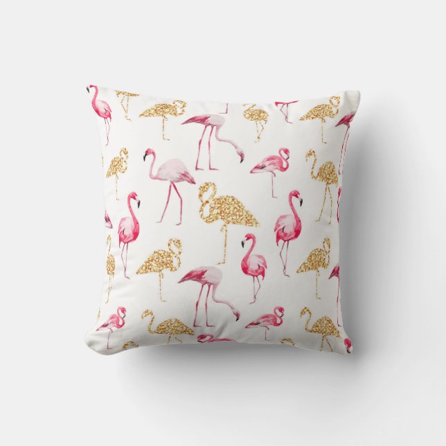 VitFlamingotryck Kudde (Framsida)