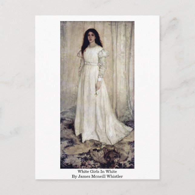 Vitflickor i vit vid James Mcneill Whistler Vykort (Framsida)