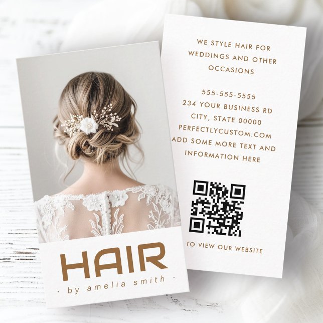 Vitfoto för hårstilist visitkort (Hair stylist white photo business card)
