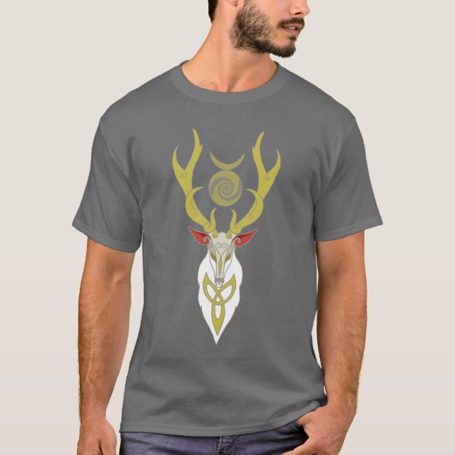 Vitfullvuxen hankronhjort t shirt (Framsida)