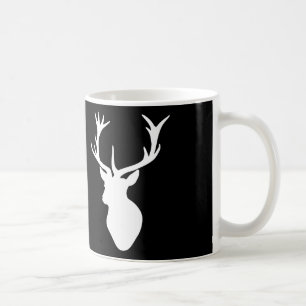 Vitfullvuxen hankronhjorthuvud kaffemugg