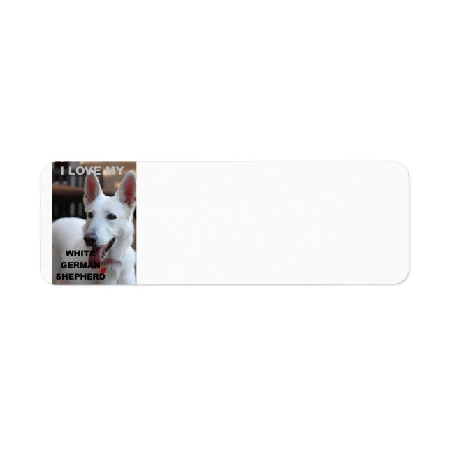 Vitgerman shepherd kärlek w pic returadress etikett (Framsidan)
