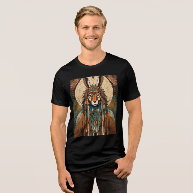 Vitgörare för Shamanic Rabbit design T-shirt (Framsida Full)