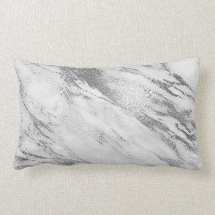 Vitgrått försilvrar Monochromatic marmorGlam Lumbarkudde