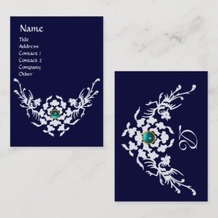 VITGRIFFINS AQUAMARINE GEMSTONE MONOGRAM Blue Visitkort