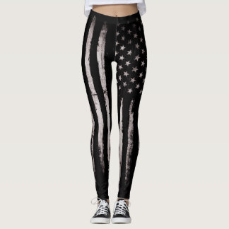 VitGrungeamerikanska flaggan Leggings