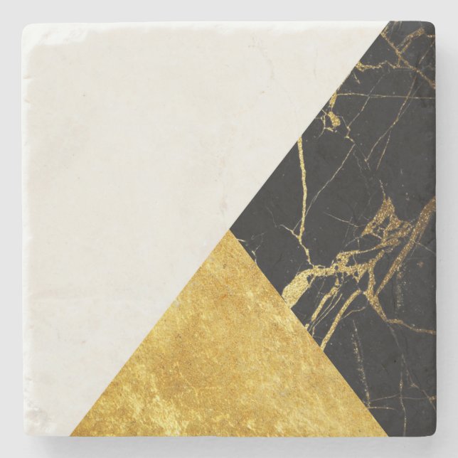 Vitguld och svart marmorstenkustfartyg stenunderlägg (Framsidan)