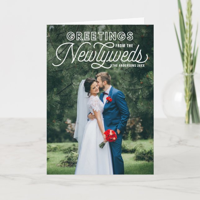 Vithälsningar från nygift person som gifta sig helgkort (Framsida)