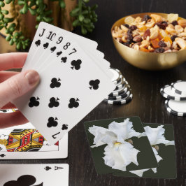 Vithårig Iris på svart bakgrund Casinokort