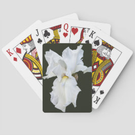 Vithårig Iris på svart bakgrund Casinokort