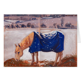 Vithäst i snön OBS kort