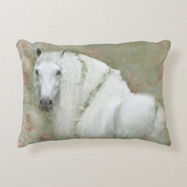 Vithäst - Pillow Prydnadskudde (Framsidan)