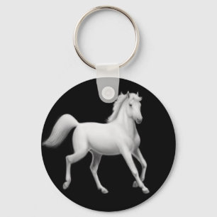 Vithäst som traver Keychain Nyckelring